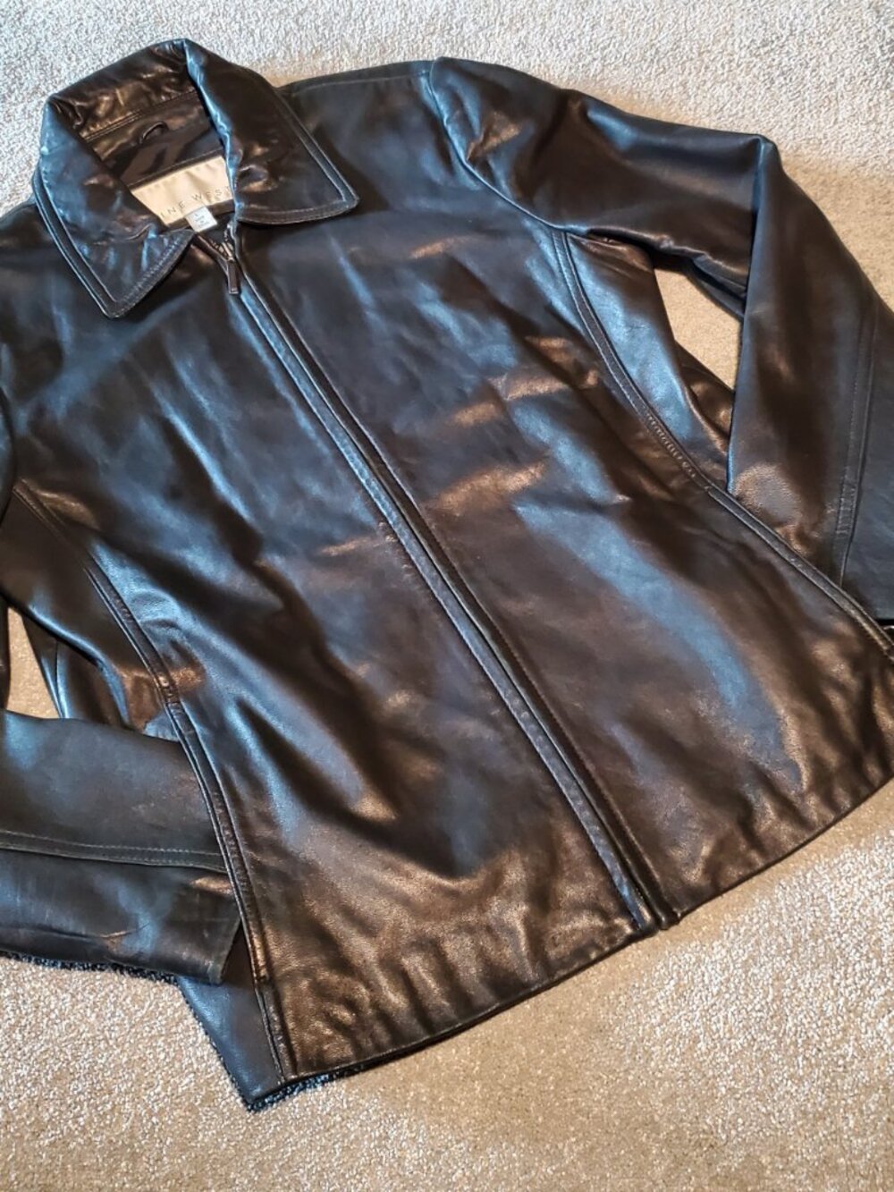 Nine West Women’s Black Leather Large Jacket - Picture 3 of 10